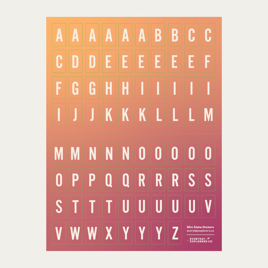 6x8 Alphabet Sticker Sheet - Sunset