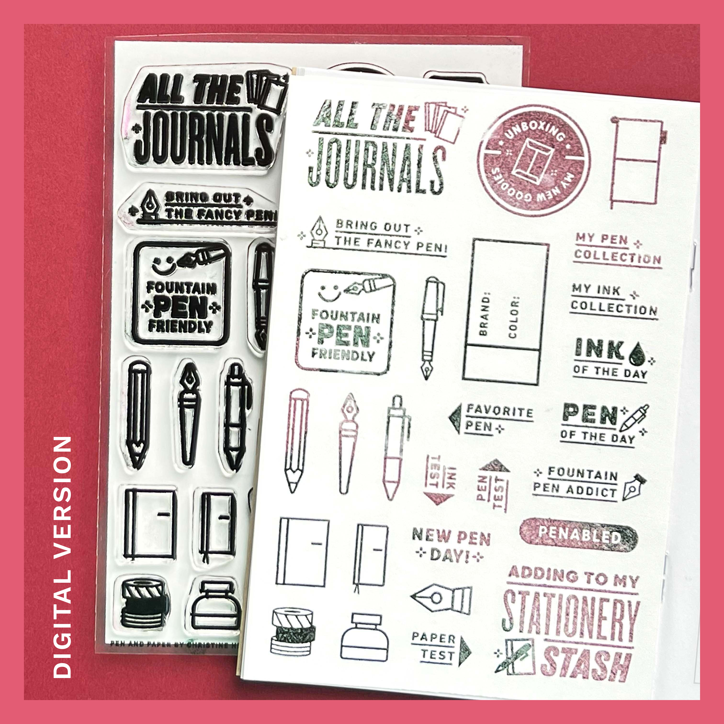 Digital Scrapbook Pack  Bucket List A Travel Journal Stamps by