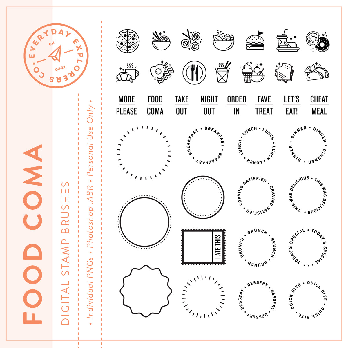 Food Coma - Digital Stamp Set – Everyday Explorers Co. food-coma-digital-stamp-set-everyday-explorers-co