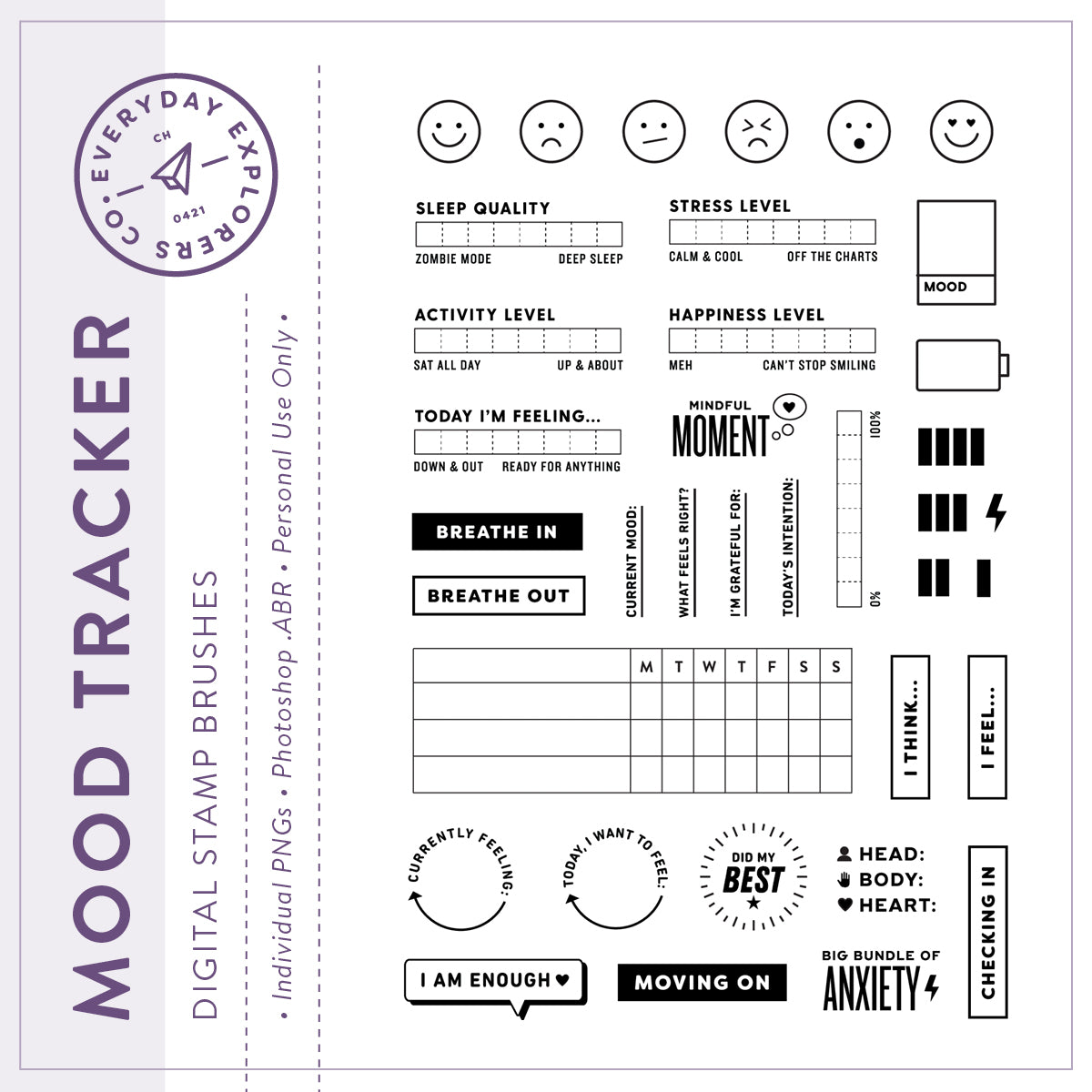 Mood Tracker - Digital Stamp Set