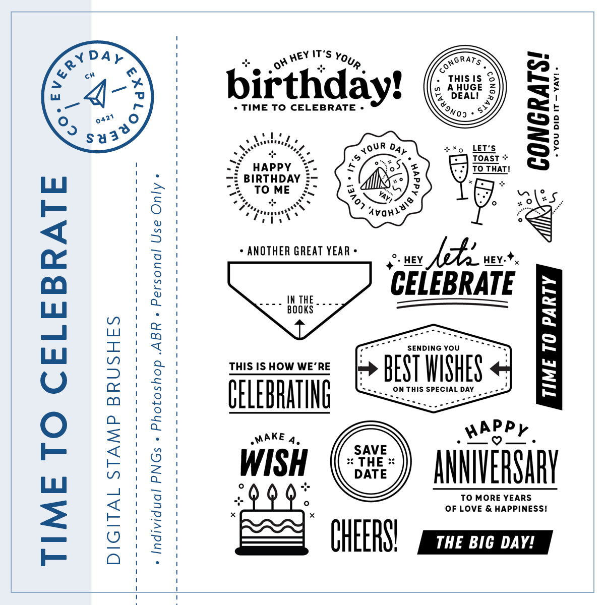 Everyday Icons Pt. 2 - Digital Stamp Set – Everyday Explorers Co.