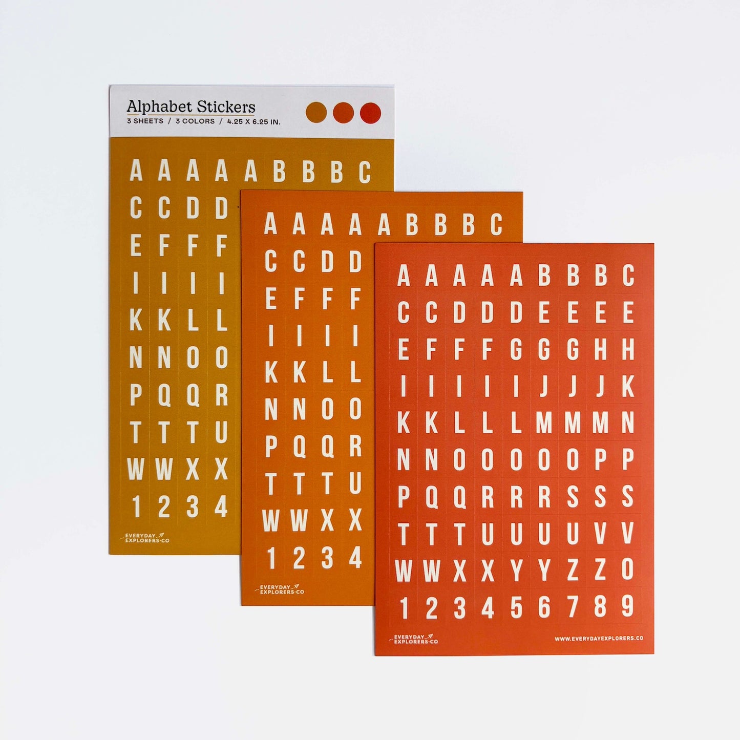 Golden Hour - Set of 3 Alphabet Sticker Sheets