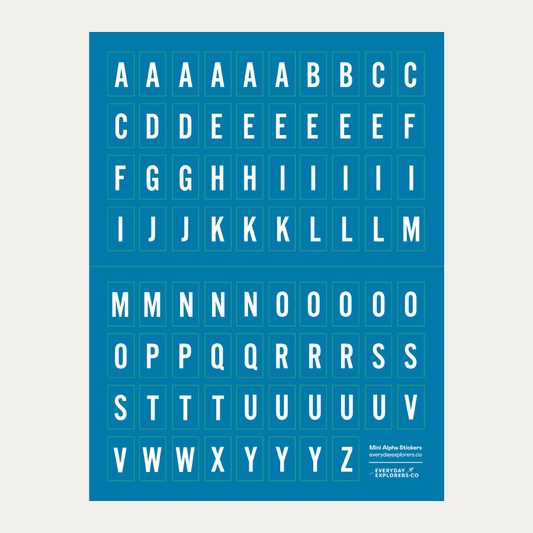 6x8 Alphabet Sticker Sheet - Bright Blue