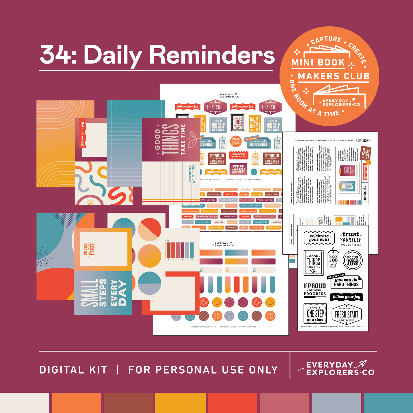 Digital Mini Book Makers Club 34: Daily Reminders (January 2024)