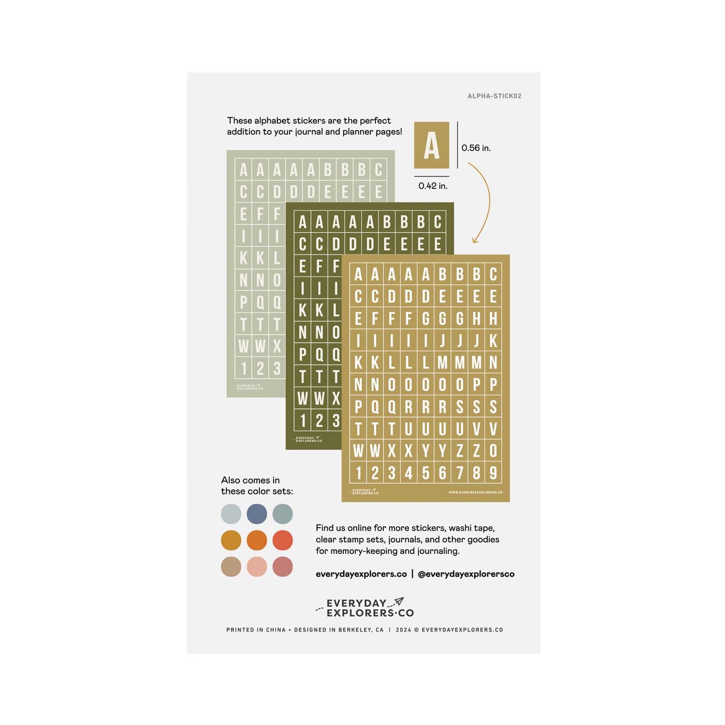 Simply Sage - Set of 3 Alphabet Sticker Sheets