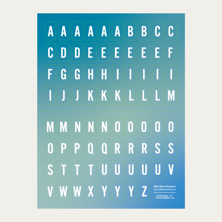 6x8 Alphabet Sticker Sheet - Seaside