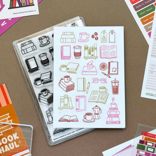 Books & Brews by Marie Lama - 4x6 Clear Stamp Set