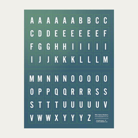6x8 Alphabet Sticker Sheet - Northern Lights