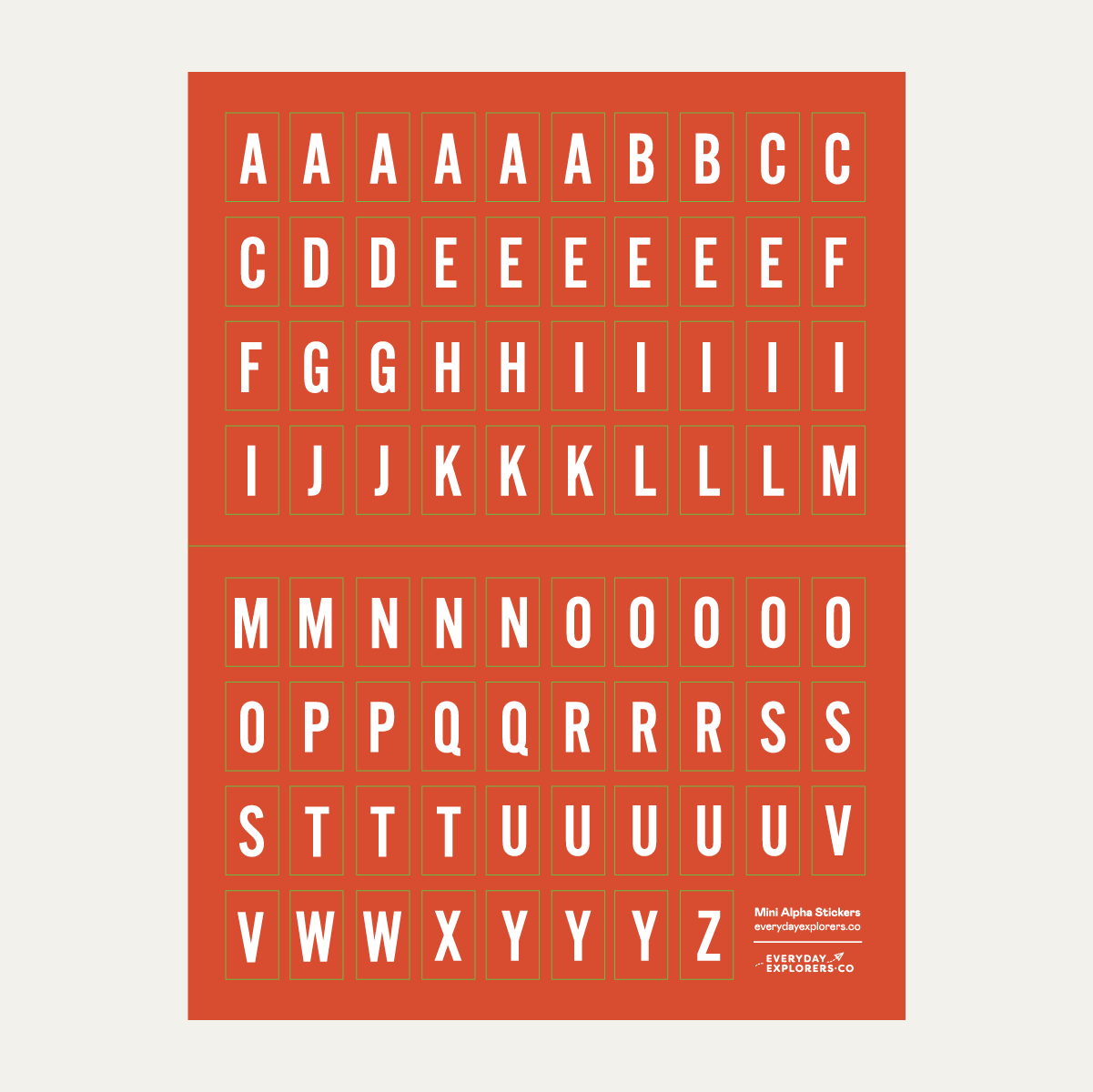 6x8 Alphabet Sticker Sheet - Red