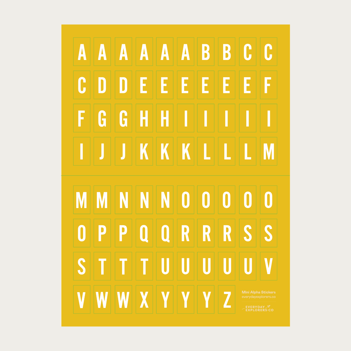 6x8 Alphabet Sticker Sheet -  Lemondrop