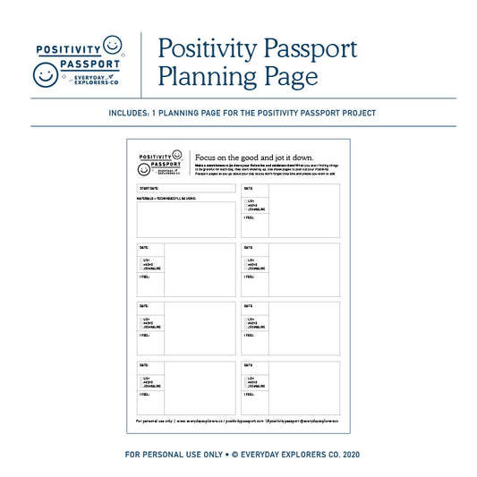 Positivity Passport - Planning Page