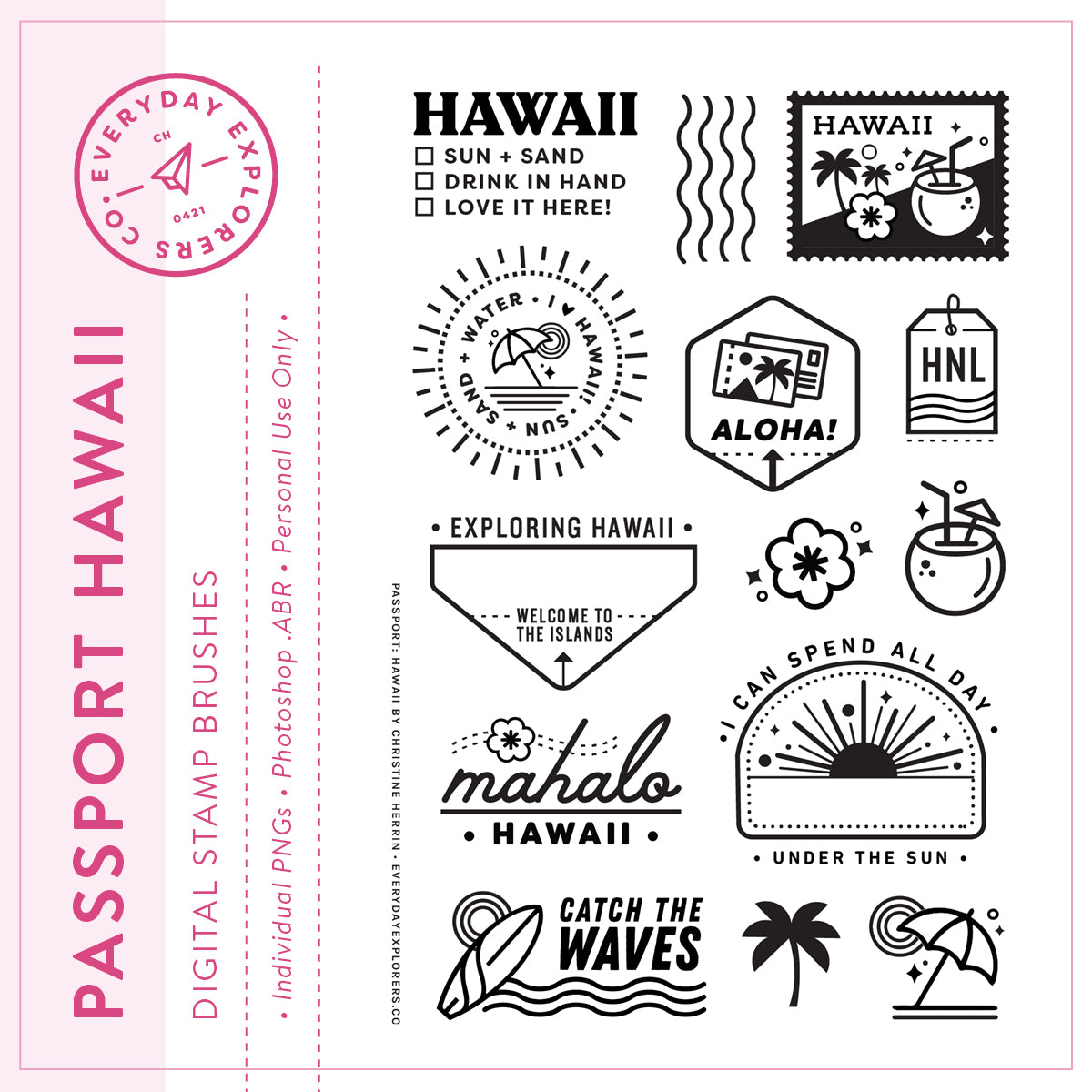 Passport: Hawaii - Digital Stamp Set