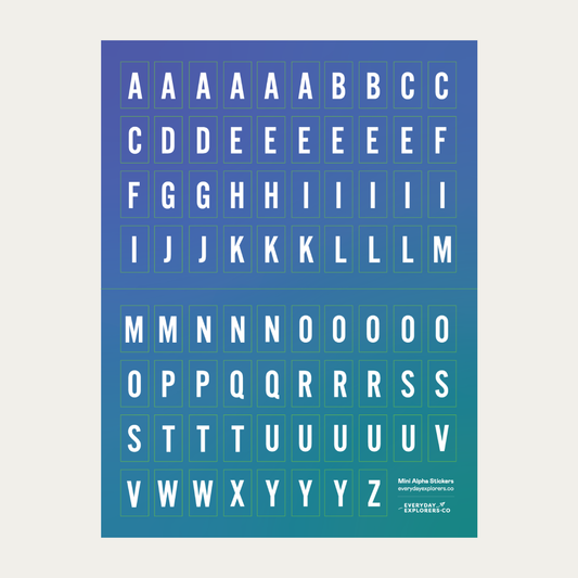 6x8 Alphabet Sticker Sheet - Pool Blue