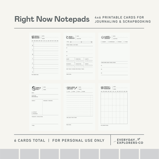Right Now 4x6 in. Notepad - Digital Printables