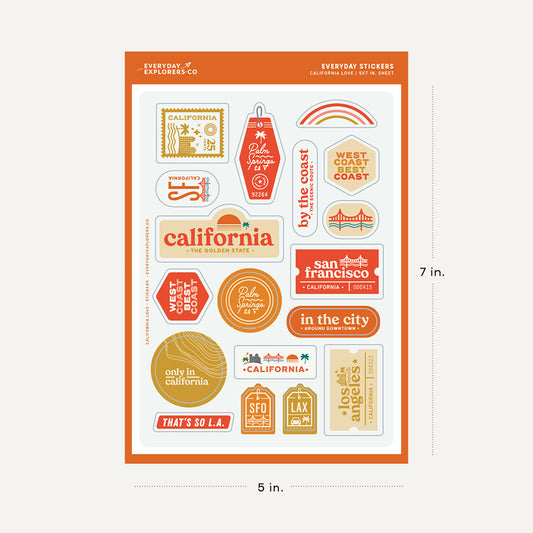 California Love - 5x7 Sticker Sheet