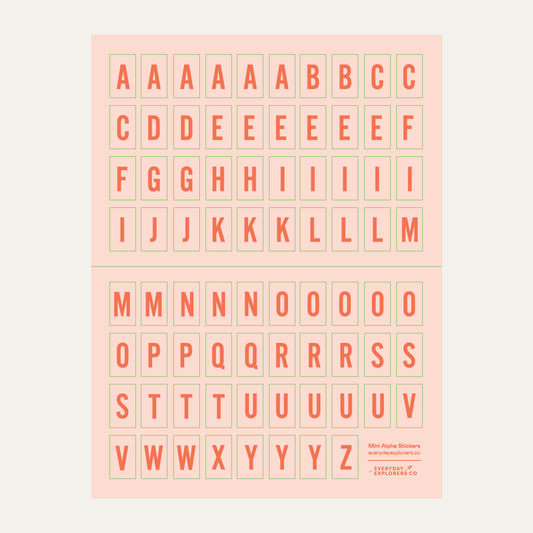 6x8 Alphabet Sticker Sheet - Peach