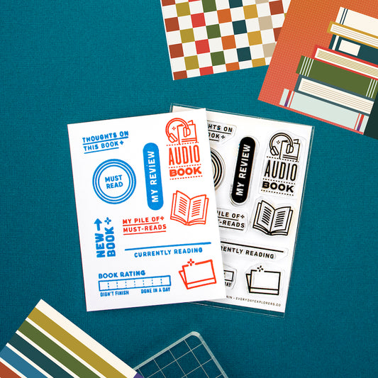 All the New Books - 3x4 Clear Stamp Set flat lay