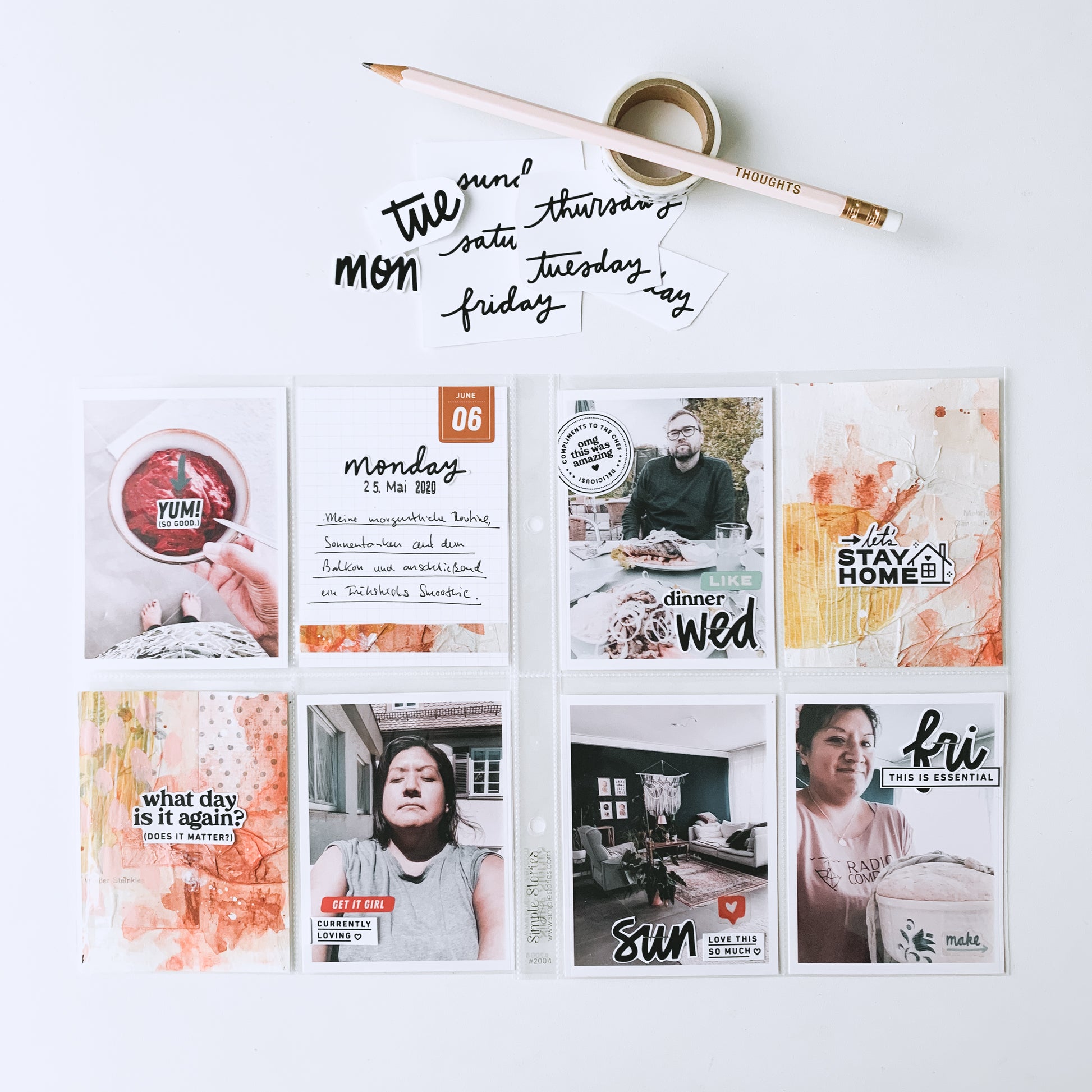 Weekday Bullet Journal Stamps, Clear Planner Stamps, Days of the Week,  Numbers - Printed Heron